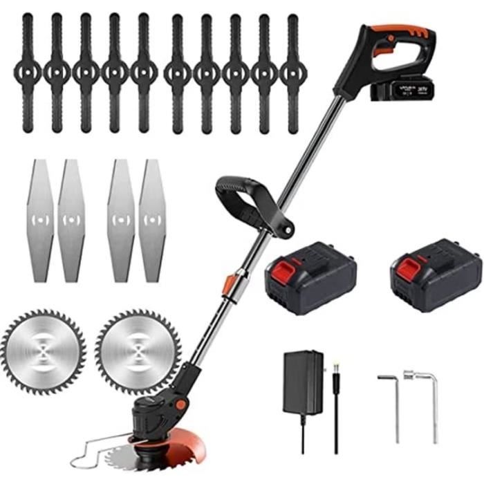 Coupe-Bordure Sans Fil 800W - Tige Télescopique Réglable 90-120 Cm - Avec 5 Lames Plastique Et 2 Lames Métal | Parfait Pour Jardin Et Cour