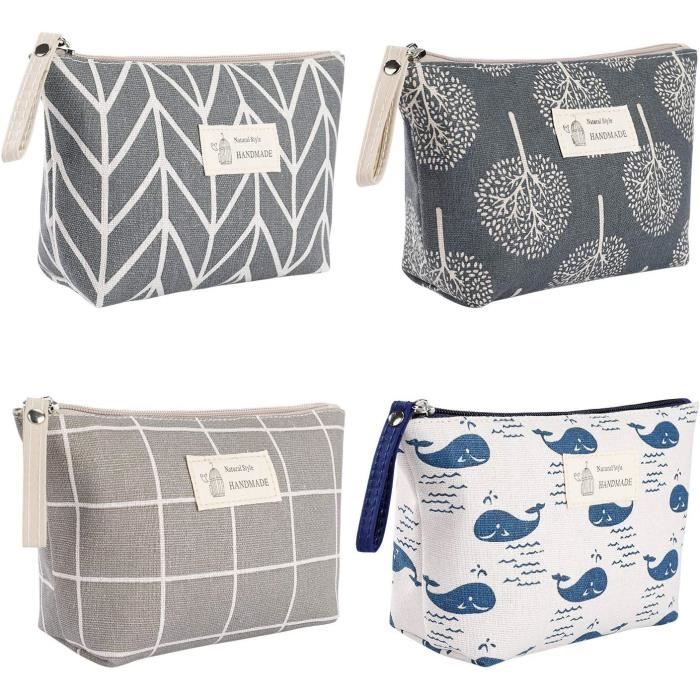 2 Pièces Trousse De Maquillage En Toile : L'indispensable Pour Les Amateurs De Diy Et Les Voyages Elegants