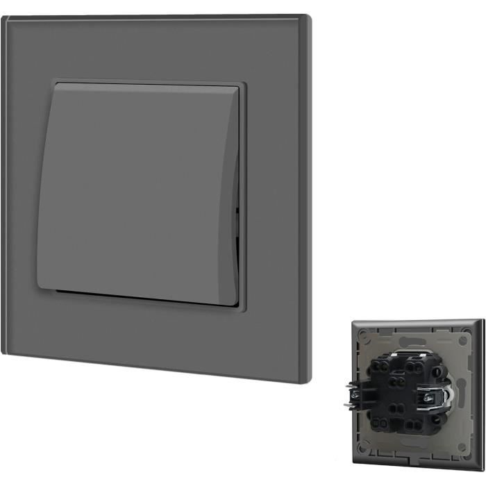 Interrupteur à Bascule Gris 10A Montage Surface 2 Voies Brillant Clip 1 Gang