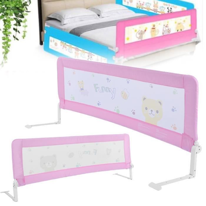 Barrière De Lit VidaXL Rose - Protection Sécurité Enfant 18 Mois-5 Ans, Pliable Et Lavable