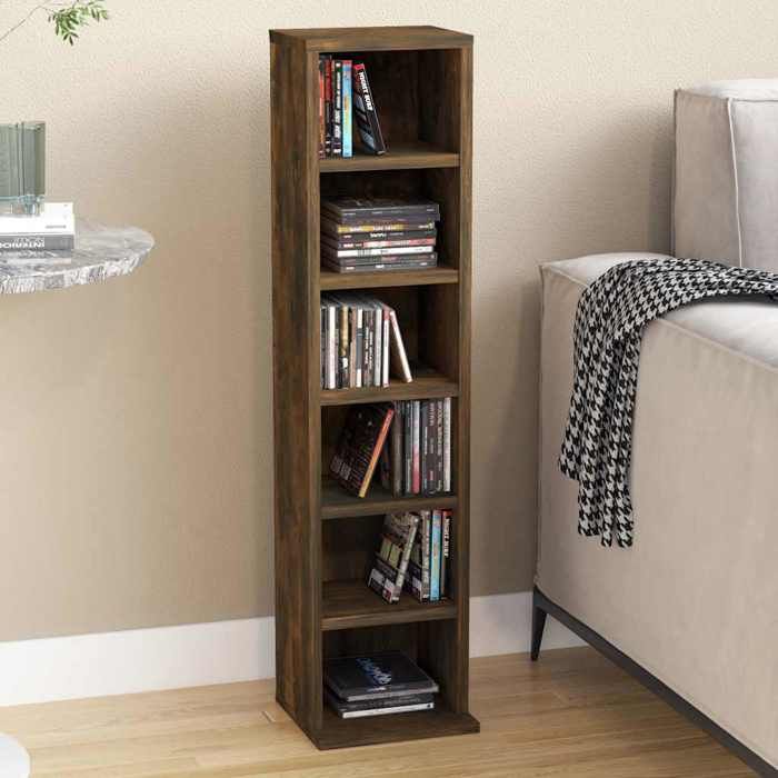 vidaXL Armoire à CD Chêne fumé 21x20x88 cm Bois dingénierie 815072