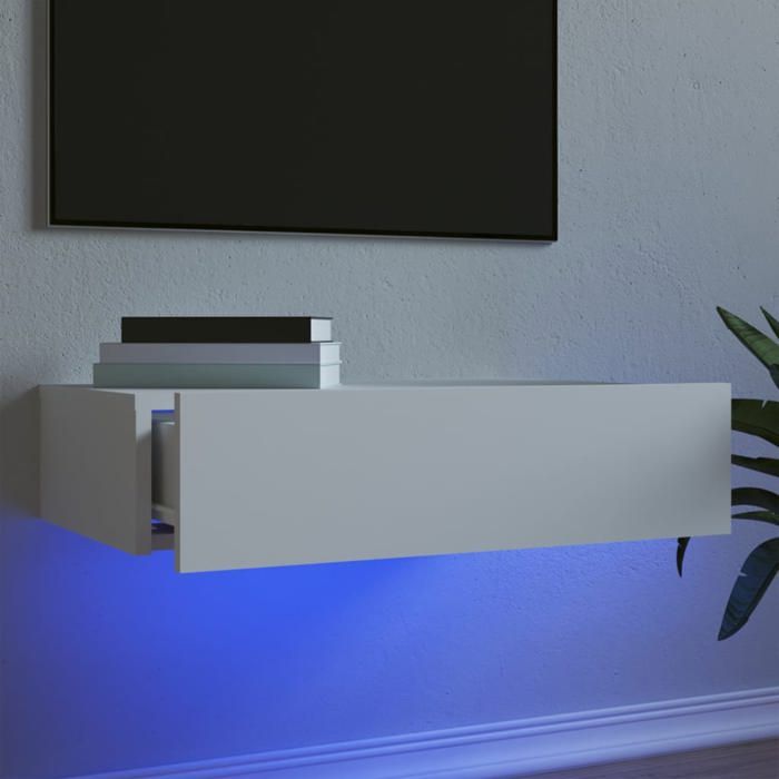 vidaXL Meuble TV avec éclairage LED blanc 60x35x155 cm 842886