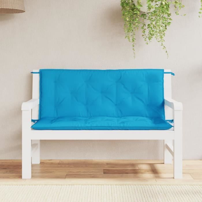 Coussins de banc de jardin 2 pcs bleu clair tissu Oxford