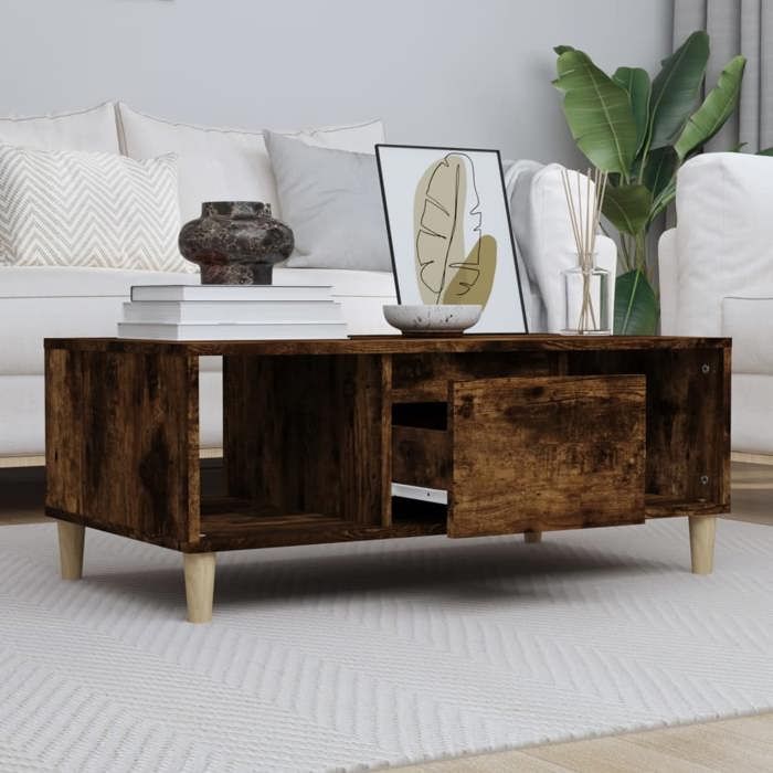 vidaXL Table basse Chêne fumé 90x50x365 cm Bois dingénierie 821065