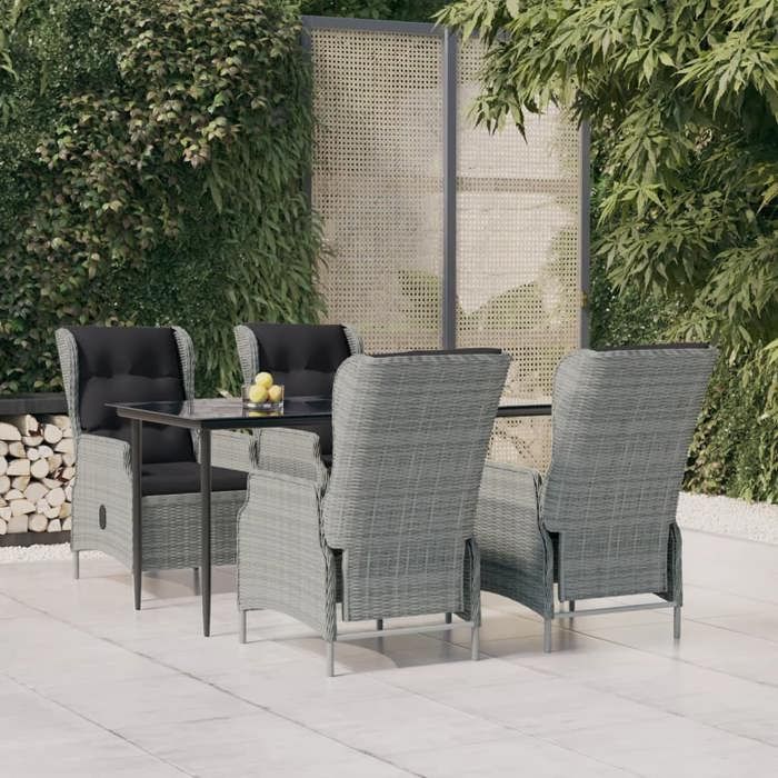 vidaXL Ensemble à manger de jardin 5pcs résine tressée - vue 2