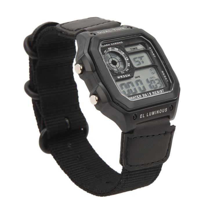 Montre Vintage Unisexe Digitale Avec Alarme Et Chronographe - Boîtier 39mm Noir/gris - État Occasion