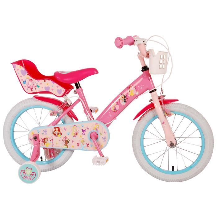 Vélo pour enfants Disney Princess - Filles - 16 pouces - Rose - Deux freins à main