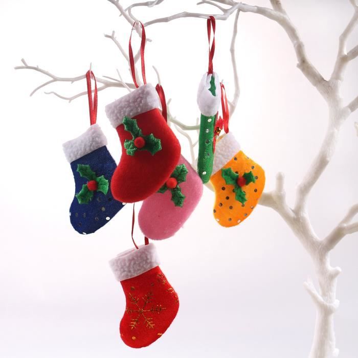 Lot 6 Mini Chaussettes Différent Modèle Matière Etoffe Pour Décoration