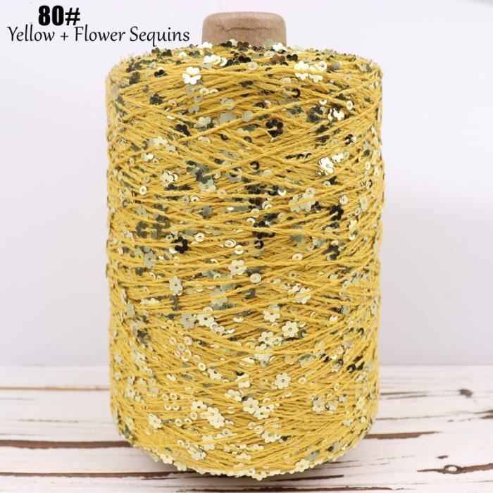 Fil à Paillettes Métallique Brillant 0.8mm - 100g - Pour Crochet, Couture, DIY - Cône De Polyester