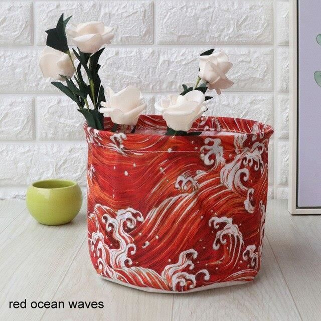 Sac à Tricoter Jacquard Roses - Panier Rangement Laine Et Aiguilles, Poignée Bois