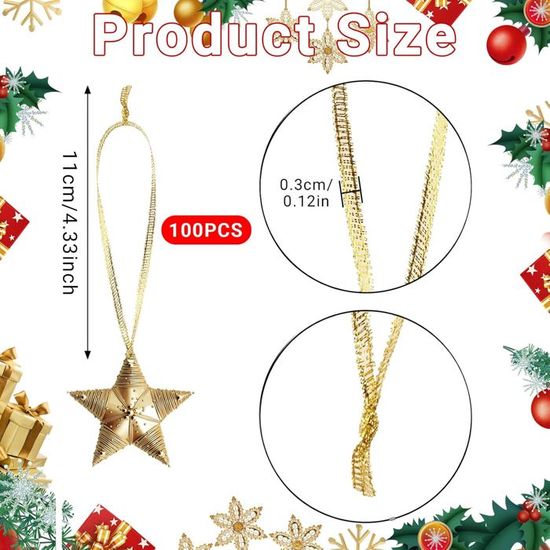 SOFPLATE - Lot De 600 Attaches Décoratives En Polyester Pour Noël (argent & Or, 20 Cm) - Parfait Pour Suspendre Les Décorations - 5