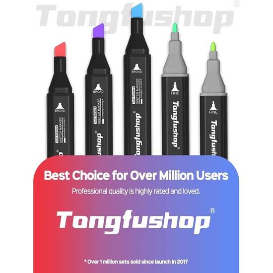 Tongfushop 80 Couleurs Marqueurs, SGS Certifiés Markers Alcool Feutres à  Alcool Kit Double Pointe Stylo Marqueur d'Aquarelle, Crayon - Cdiscount  Beaux-Arts et Loisirs créatifs
