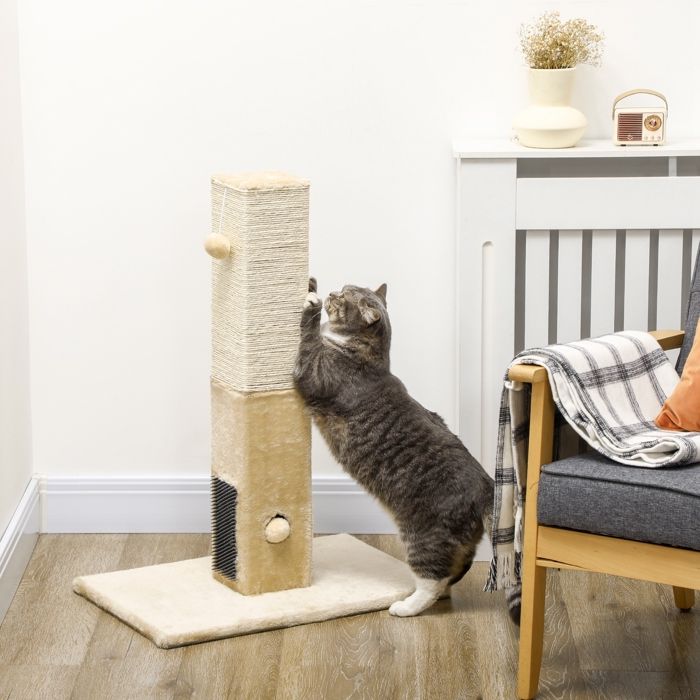 Poteau à gratter pour chat PawHut 79 cm balle suspendue et balle — free download