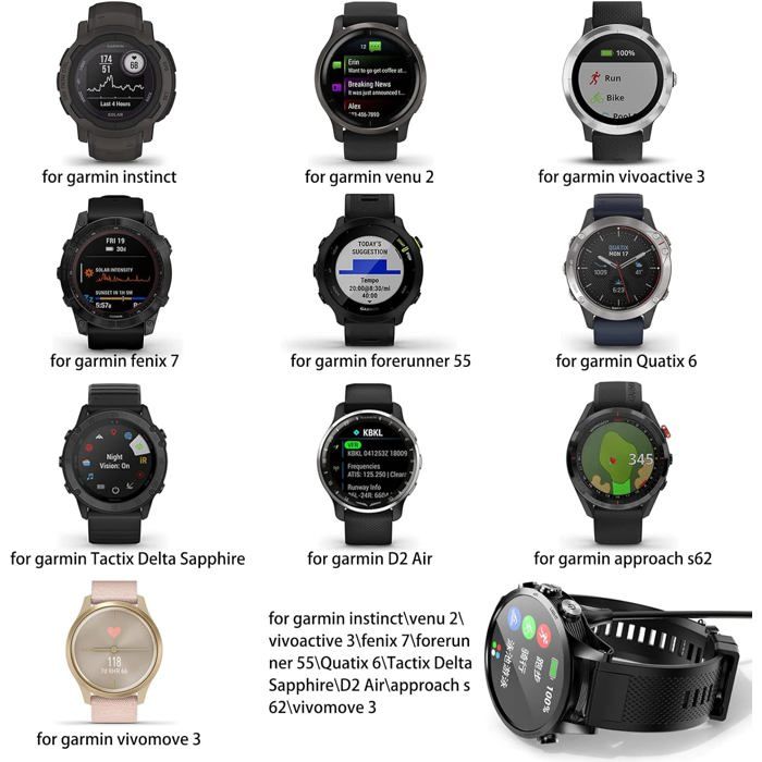 2 Adaptateurs USB-C Pour Montre Garmin - Charge Compatible Fenix, Forerunner, Venu, Epix