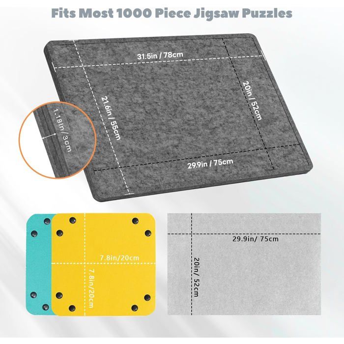 Plateau Puzzle Inclinable Pour 1000 Pièces - Tapis Feutre Avec 6 Bacs De Tri Et Couvercle - Support Réglable