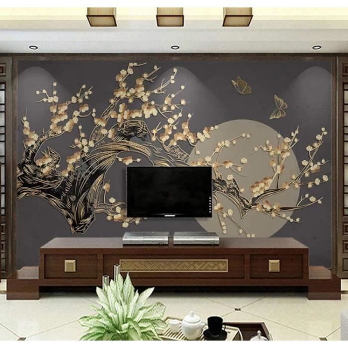 Stickers muraux fleur de prunier  Papier peint de chambre de style chinois-Autocollant  fleur de prunier de style chinois-Aliexpress