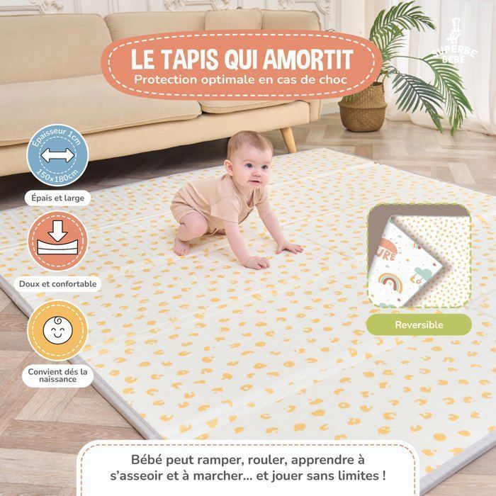 Tapis D'éveil Bébé Pliable Epais Réversible 150x180x1cm - Tapis De Jeu Pour Enfant Bebe - Tapis De Sol XXL En Mousse - Tapis De Motricité Favorisant Le Développement Sensoriel - Cadeau Naissance Tapis D'éveil Bébé Pliable Epais Réversible 150x180x1cm - Tapis De Jeu Pour Enfant Bebe - Tapis De Sol XXL En Mousse - Tapis De Motricité Favorisant Le Développement Sensoriel - Cadeau Naissance