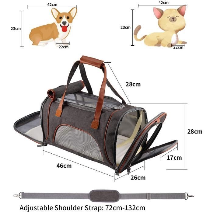 Sac de Transport Chat Chien Panier Transport Chaton Chiot pour Voyage Avion  Homologué Pliable(46 * 26 * 28CM Gris foncé) 273290 - Cdiscount