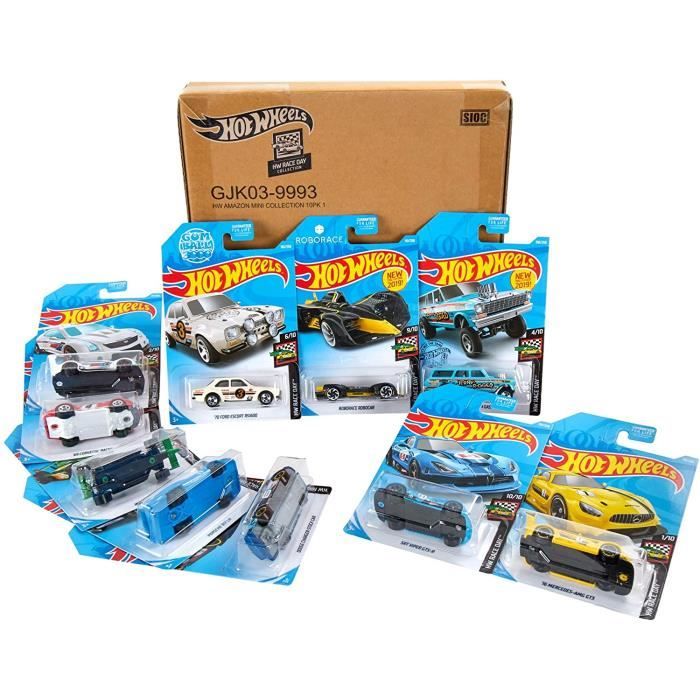 Hot Wheels Lot de 10 véhicules échelle 1:64, jouet pour enfant de petites  voitures miniatures, modèle aléatoire, GJK03 - Cdiscount