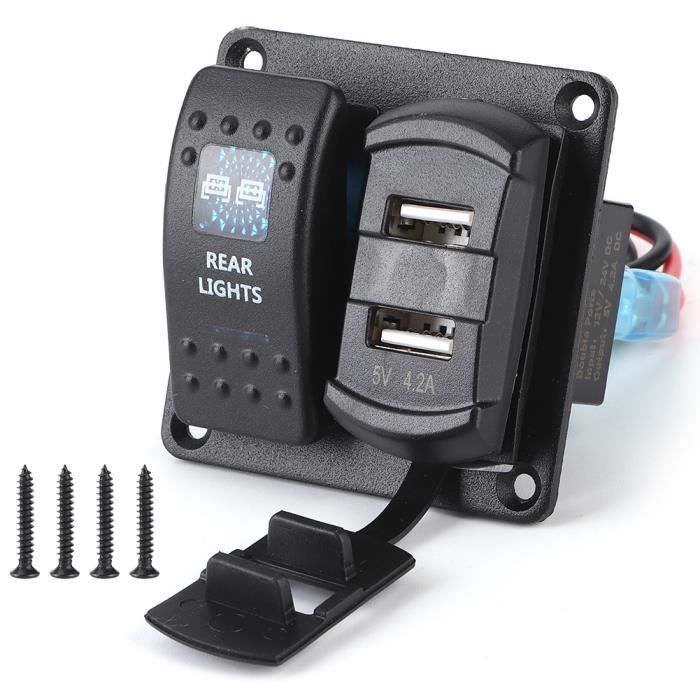 Double interrupteur à bascule 230 V pour caravane, camping-car, gris