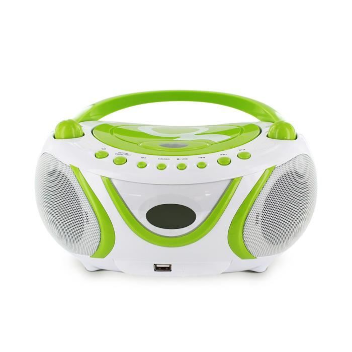 Lecteur CD MP3 enfant avec port USB GULLI - blanc et vert - 477108