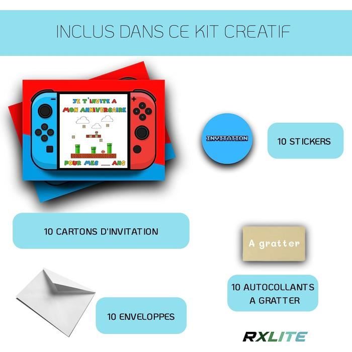 RXLITE Kit créatif premium de 10 Cartes d'invitation anniversaire