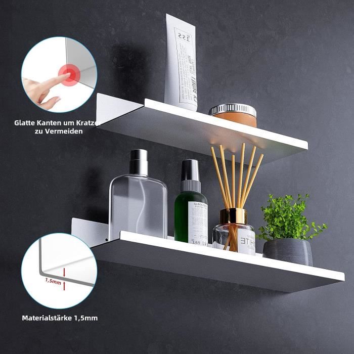 Étagères Douche Sans Perçage Lot De 2 - Acier Inoxydable Noir Avec Porte-Serviettes Et Crochets