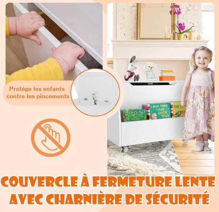 Coffre à Jouets 3-en-1 Enfant Convertible - Banc, Table Et Rangement Avec 2 Bacs En Tissu - Bois MDF, Charge 60 Kg - Gris - 4