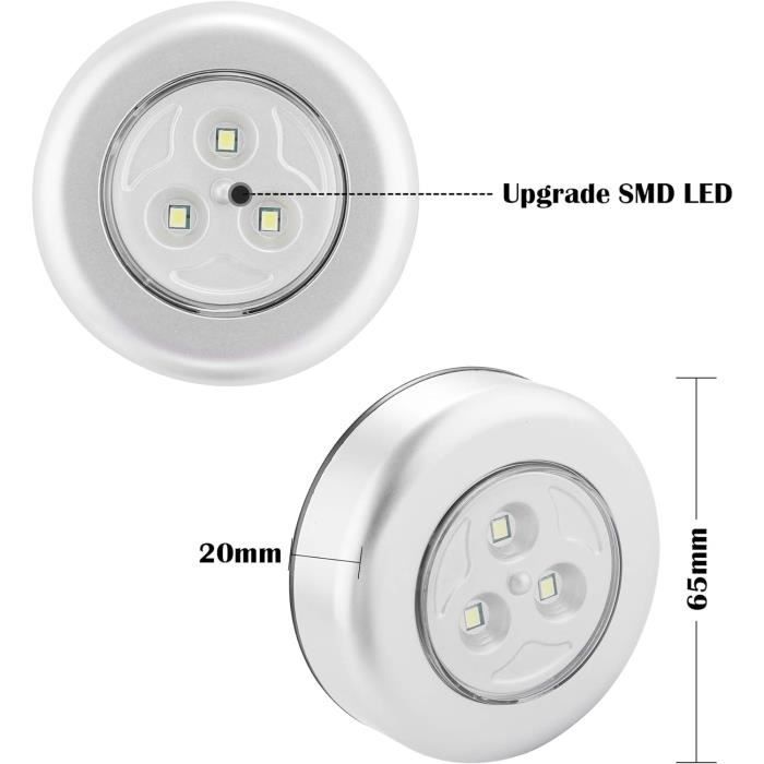 SOAIY Lot de 5 Lampe Spot LED Autocollant Éclairage Supplémentaire Alimenté  par 3 Piles/Batteries pour Penderie/Placard/Étagère/Entrée/Cuisine/Passage  - Argent : : Luminaires et Éclairage