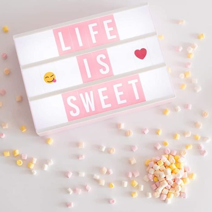 BONNYCO Light Box Rose avec 400 Lettres et Emojis, 2 Marqueurs Ç Inclus