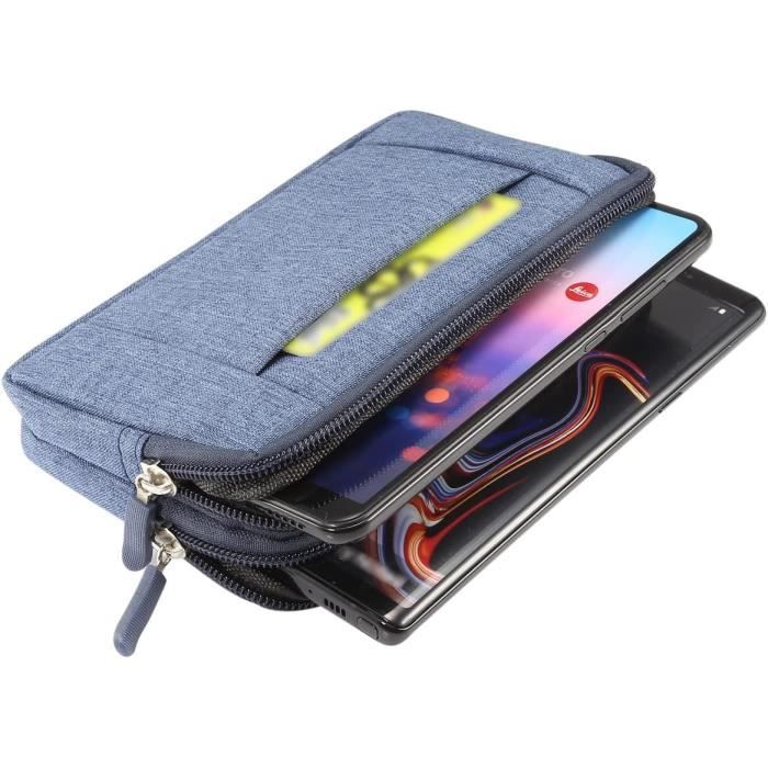 YUMQUA Pochette étanche Avec Mousqueton – Nylon 500D, Fermeture YKK, Compartiments Multiples, Bleu Foncé, Pour Cosmétiques Et Accessoires Nomades