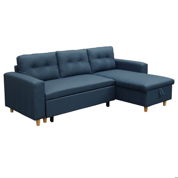 Canapé D'angle Convertible WADE 3 Places – Bleu – HAPPY GARDEN – Neuf