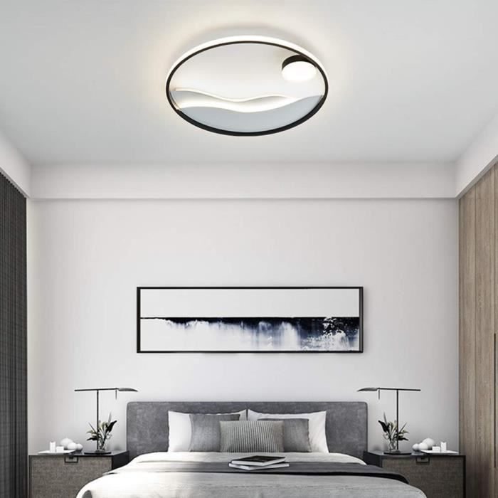 Moderne LED Plafonnier Luminaire Round Lampe de Plafond Anneau Noir Design  Décoration Salon Chambre à Coucher Salle à Manger , - Cdiscount Maison