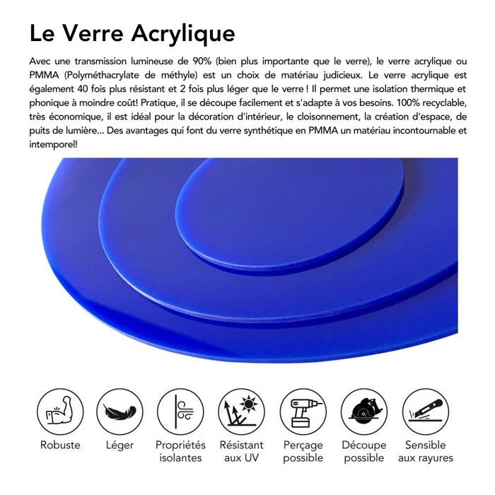 2 Disques Ronds En Acrylique Transparent - 70 Mm De Diamètre, 3 Mm D'épaisseur - Pour Bricolage Et Création - 6