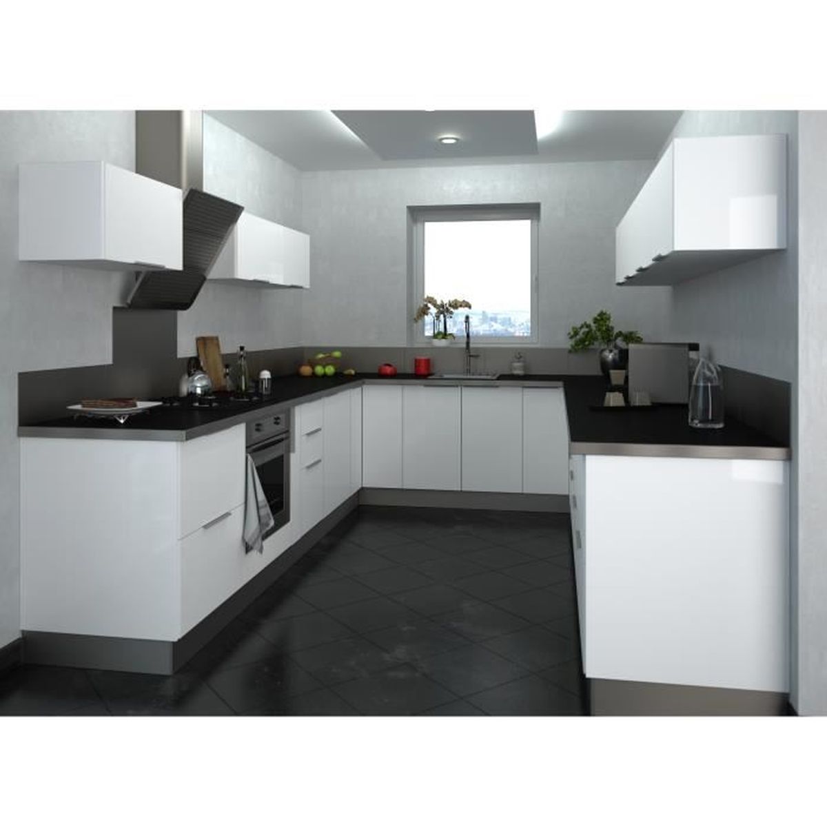 Meuble de cuisine haut sur hotte - 12cm - Blanc - Élément séparé Meuble de cuisine haut sur hotte - 12cm - Blanc - Élément séparé