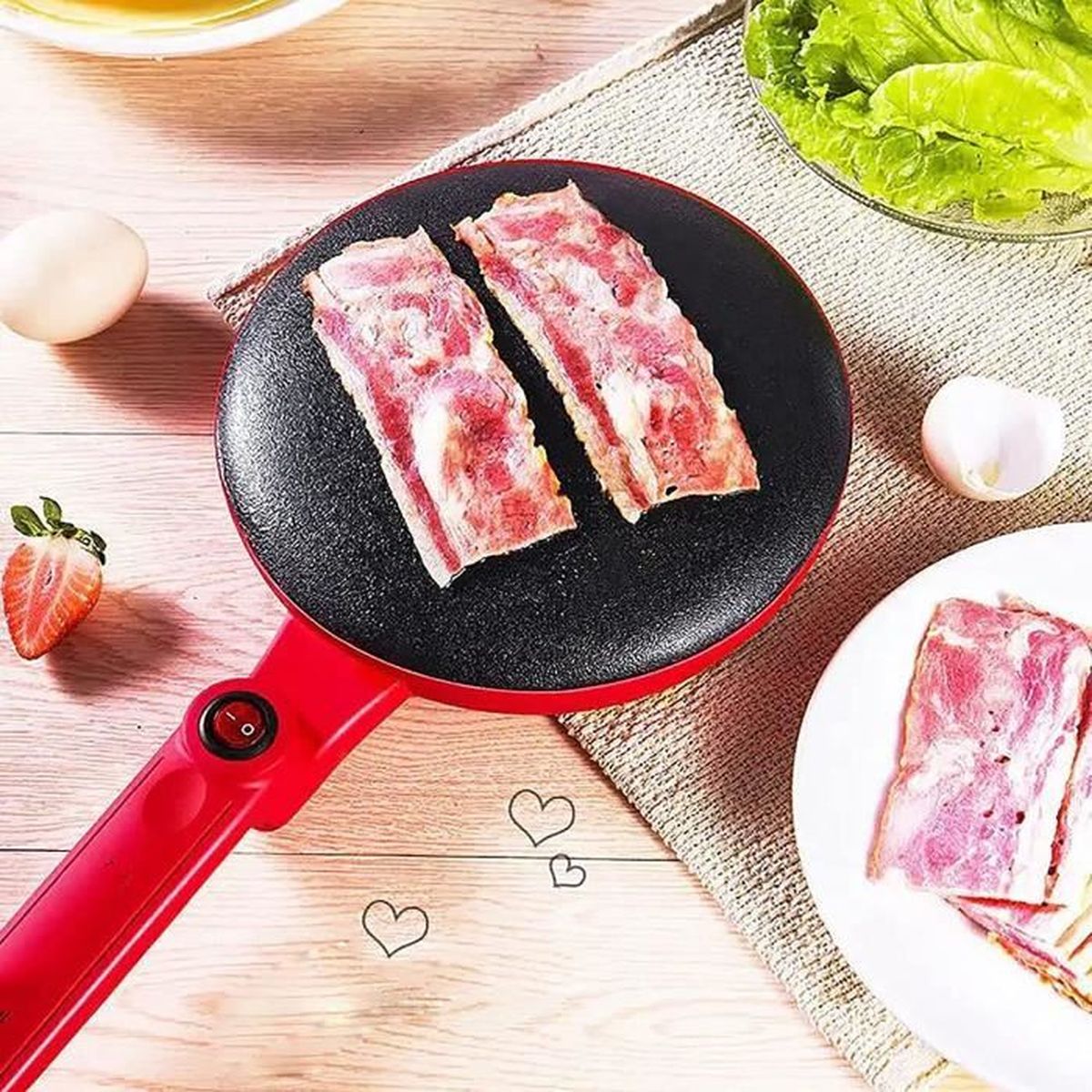 ILSA Crêpière bretonne en fonte émaillée avec spatule et étaleur de