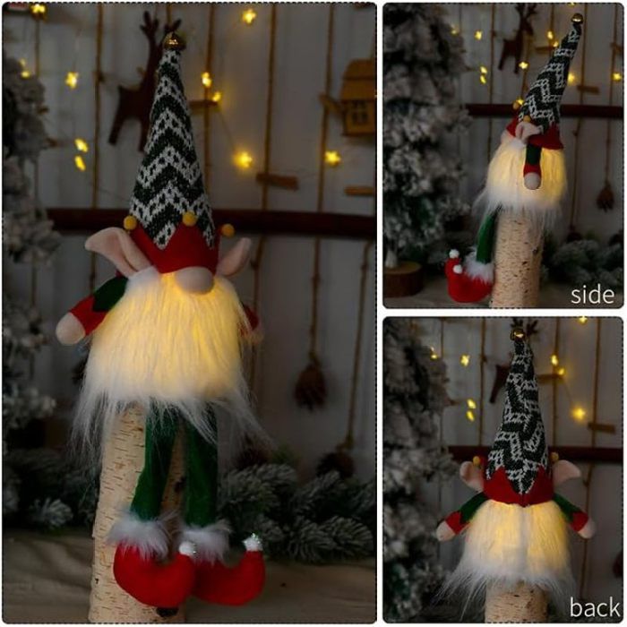 HPiano 2 Pièces GNOME De Noel Lumineux,GNOME Lumineux,Lutin De Noel Decoration GNOME,GNOME De Noel,Figurines En Peluche Lutin De Noël Pour Décoration De Noel Et Décoration De Table