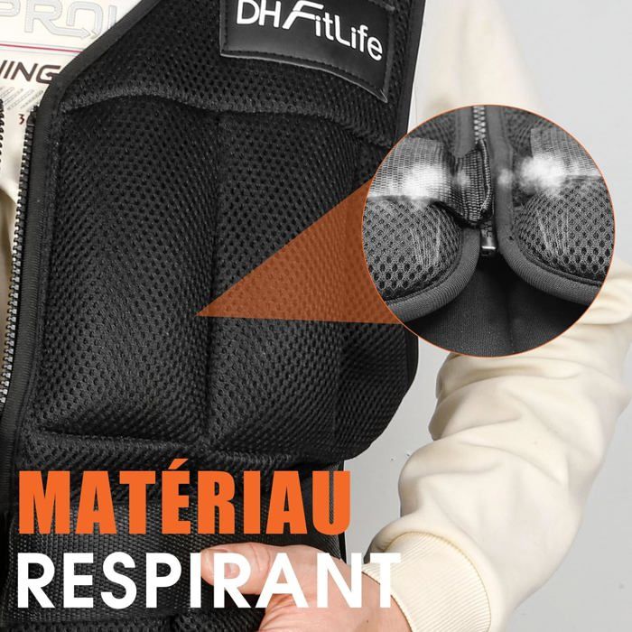 ExtreSpo Gilet lesté réglable pour homme et femme, 5 à 9 kg/9,1 à 14,5 kg avec 6 poids de sable de fer, ensemble d'exercice avec bande réfléchissante pour la musculation et l'entraînement