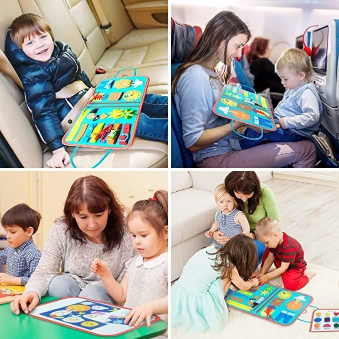 Jouets sensoriels Montessori pour les tout-petits de 2-3 ans Activités de voyage Cube d'activités - Cadeaux de bébé pour les bébés garçons et filles de 18 mois et plus - Jouets de