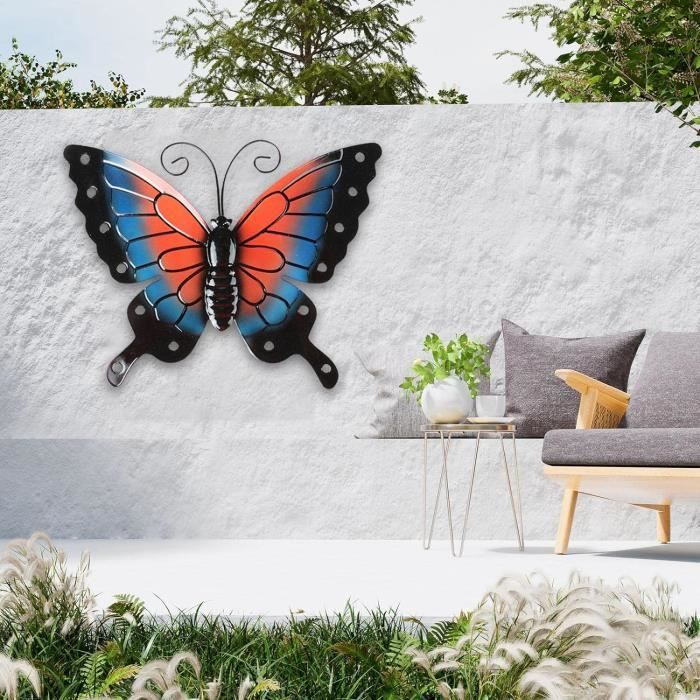 Décoration Papillon En Métal Sculptures S Ornement Artisanat Art Mural  Décoration Artisanale Pour Clôture Patio Extérieur, B[u4081]