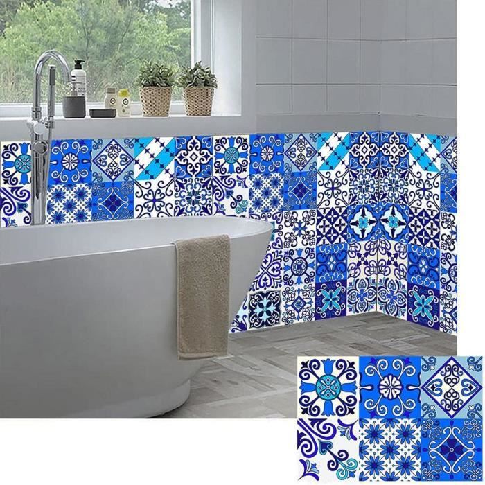 Autocollants Carrelage - 24 Pcs - 15x15 cm - Imperméable - Gris Blanc - Motif Fleur - Bricolage