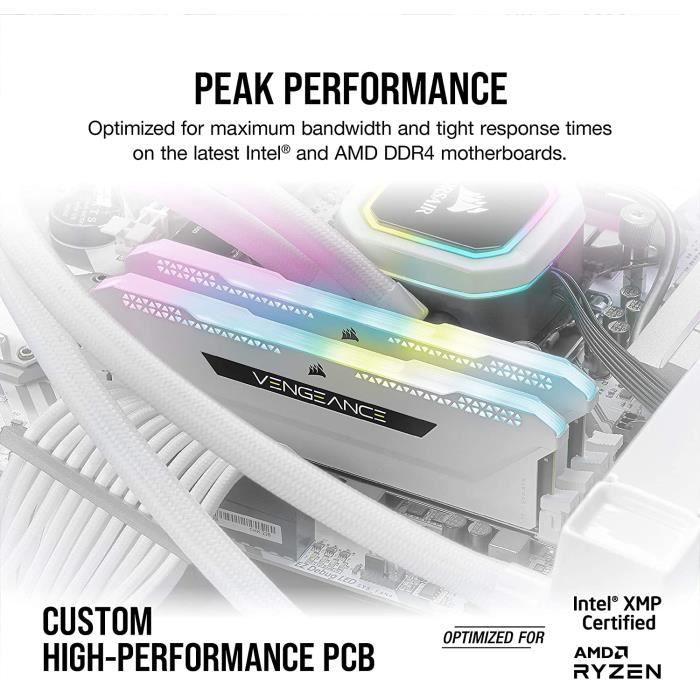 CORSAIR VENGEANCE RGB PRO- Barrette RAM DDR4- 64 Go (2x32) Haut de  Gamme-3200MHz, C16, XMP 2.0) Eclairage LED RGB Dynamique