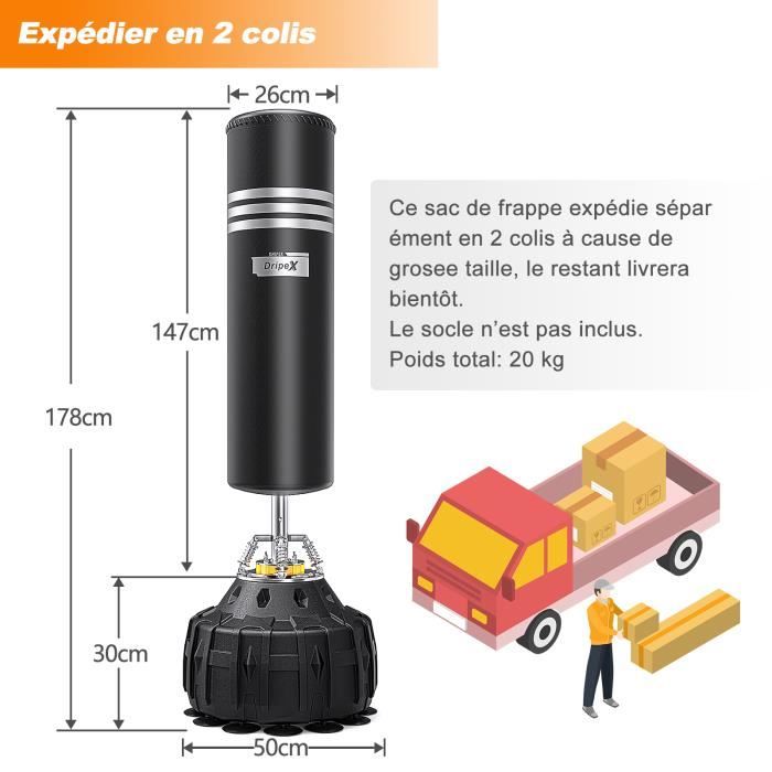 Sac De Frappe Sur Pied Moziel - Punching Bag Debout Avec Ventouses Et Ressorts - Idéal Boxe & Muay Thai