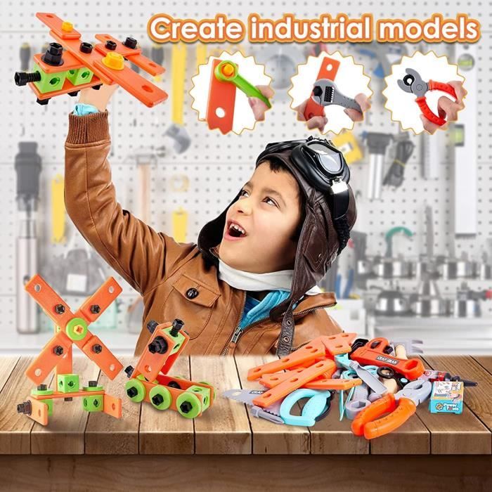 Seciie 51pcs Outils De Bricolage Enfant Jouet Malette Outils Set De
