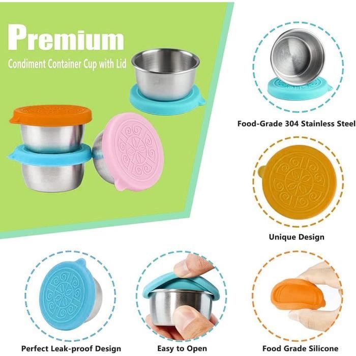 Lot De 2 Mini Salières Acier Inoxydable 20 Ml Avec Couvercle - Idéal Bento, Bureau, Camping