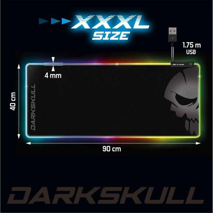 TAPIS DE SOURIS GAMER XL RGB 2 PORTS USB