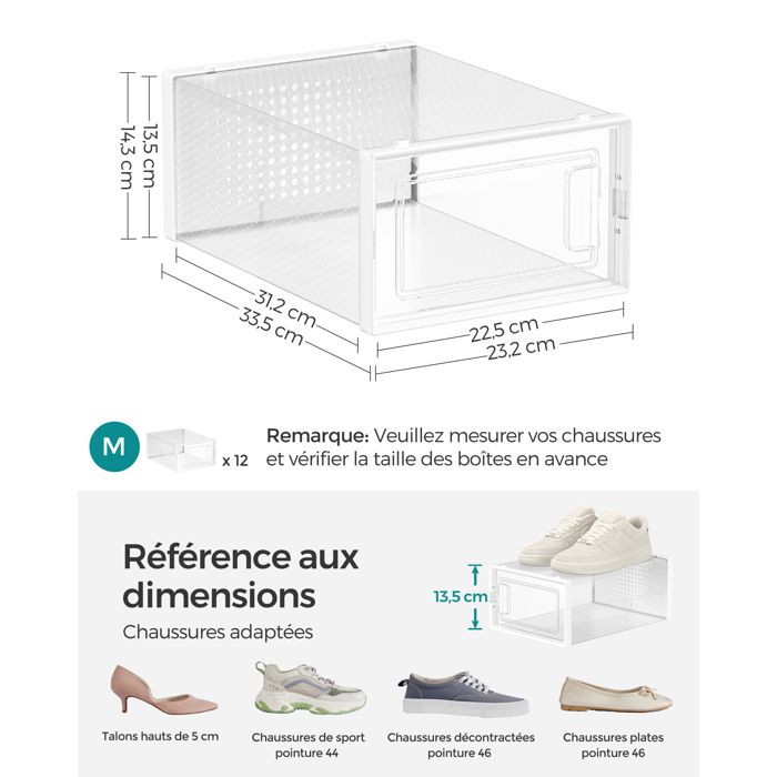 Armoire à Chaussures FCH - 40x30cm - 14 Grilles Cubes - Plastique Blanc