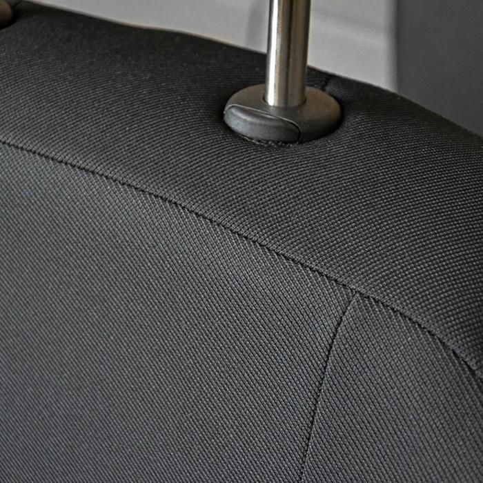 Duster II (2018-2024) - Housses de siège Marmaris Gris et Rouge - fait sur mesure pour Duster et compatible avec accoudoir latéral