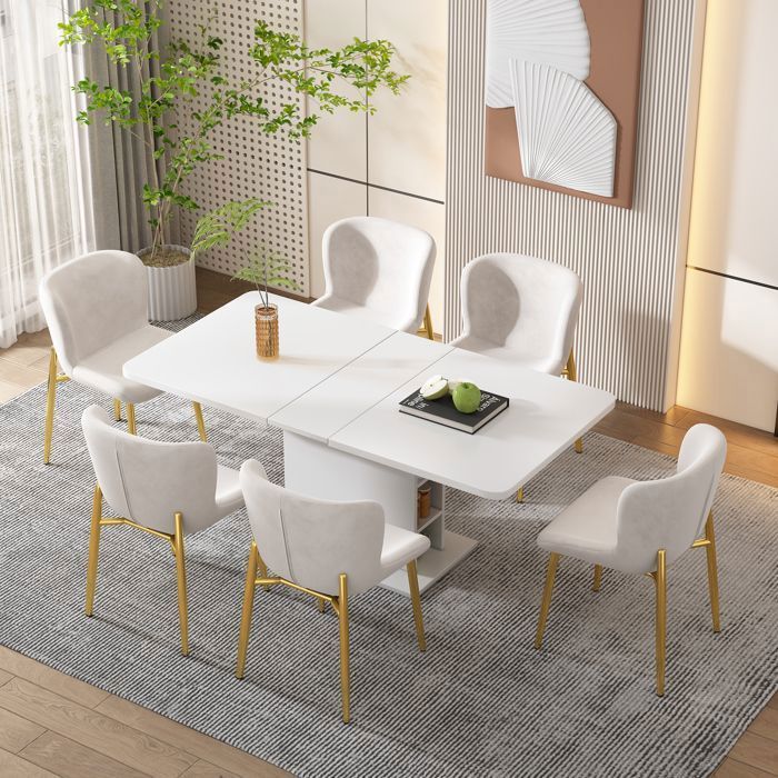 Table à Manger Extensible Avec Rangement - 110/130 X 70 X 75 Cm - En Panneau Et Métal - Pour Cuisine, Salle à Manger Ou Salon