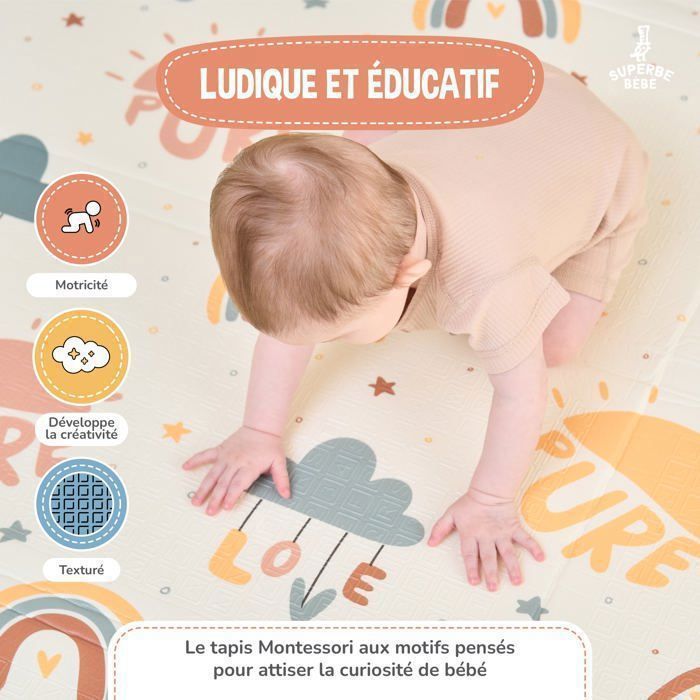 Tapis De Jeu Bébé AIYAPLAY Réversible - 202x180 Cm, Mousse XPE 1 Cm, Motifs Trafic/diamants, Pliable Avec Côtés